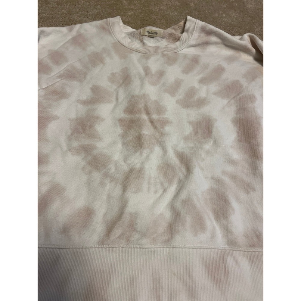 Madewell tie dye cropped sweater 100 percent cotton in an ivory/beige color XL - Picture 2 of 5